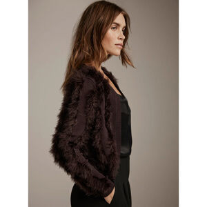 Mint Velvet Burgundy Feather Shrug Cardigan